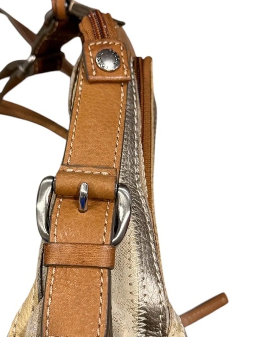 Vintage Fossil Patchwork Metallic Canvas Shoulder Bag